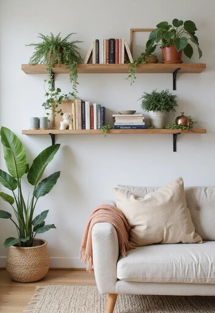 29 Living Room Without Fireplace Ideas That Still Feel Cozy 20 29 Living Room Without Fireplace Ideas That Still Feel Cozy - 20. Utilize Wall Shelving
