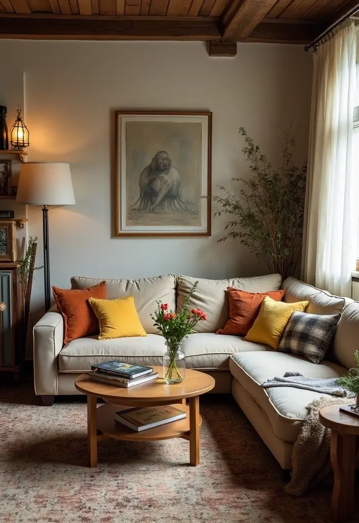 29 Living Room Without Fireplace Ideas That Still Feel Cozy 22 29 Living Room Without Fireplace Ideas That Still Feel Cozy - 22. Vintage Finds for Character