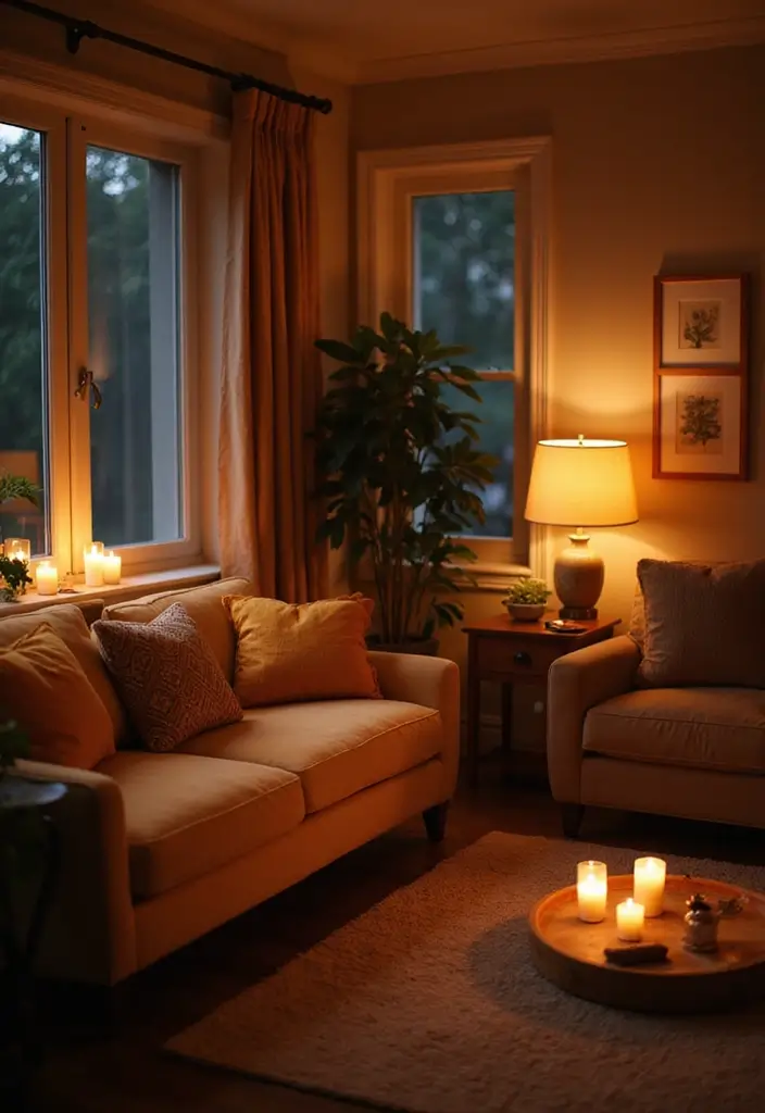29 Living Room Without Fireplace Ideas That Still Feel Cozy 5 29 Living Room Without Fireplace Ideas That Still Feel Cozy - 5. Warm Lighting Solutions