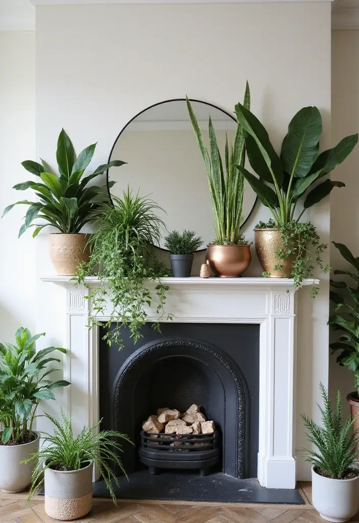 29 Mantel Decor Inspirations That Upgrade Your Space 16 29 Mantel Decor Inspirations That Upgrade Your Space - 16. Urban Jungle