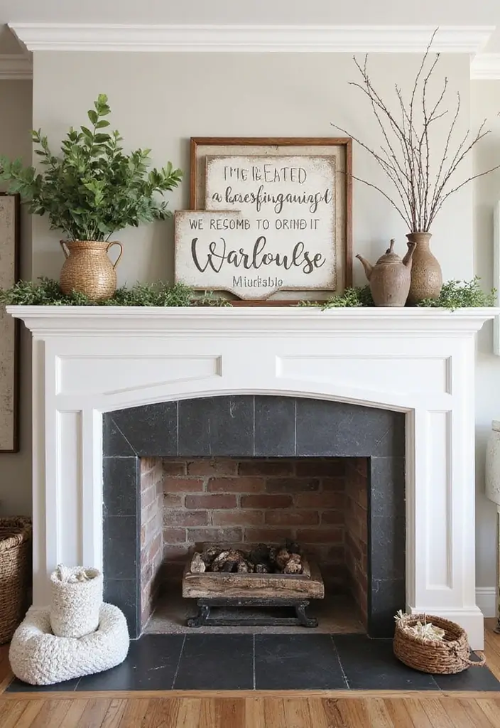 29 Mantel Decor Inspirations That Upgrade Your Space 21 29 Mantel Decor Inspirations That Upgrade Your Space - 21. Farmhouse Signage