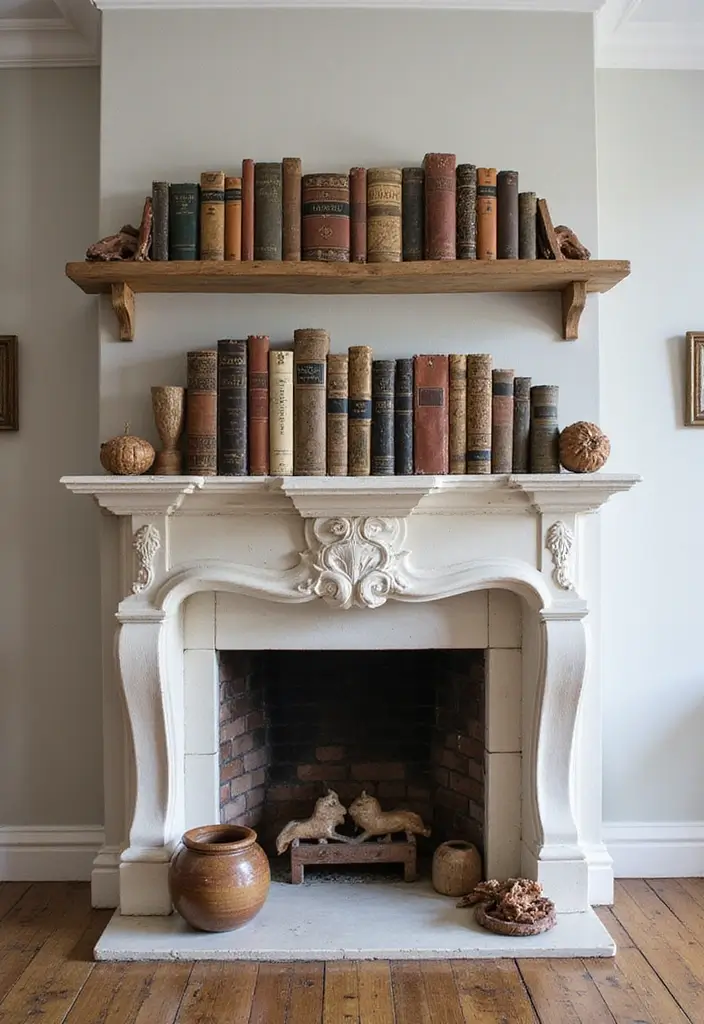 29 Mantel Decor Inspirations That Upgrade Your Space 22 29 Mantel Decor Inspirations That Upgrade Your Space - 22. Creative Book Displays
