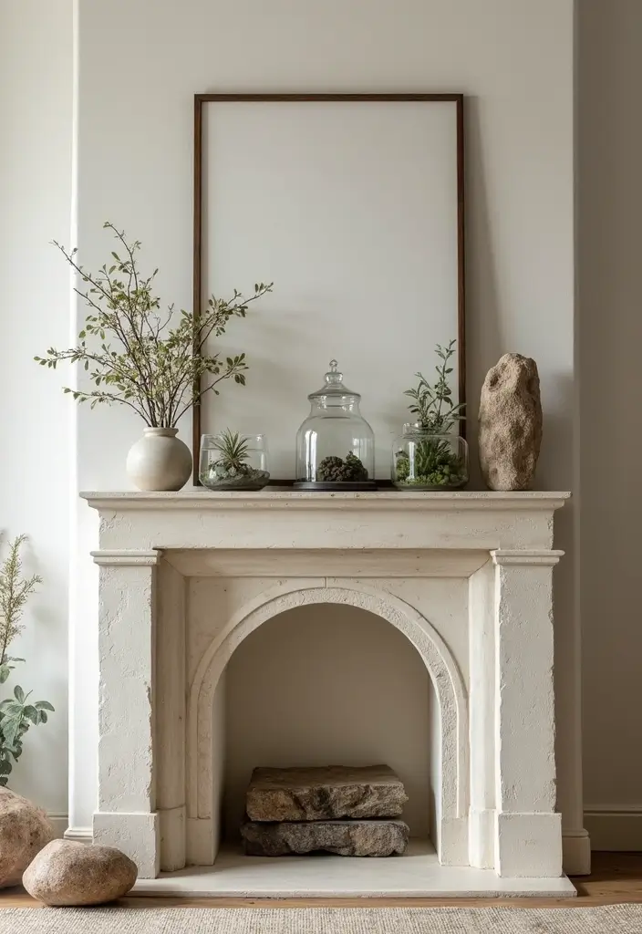 29 Mantel Decor Inspirations That Upgrade Your Space 25 29 Mantel Decor Inspirations That Upgrade Your Space - 25. Nature-Inspired Accents