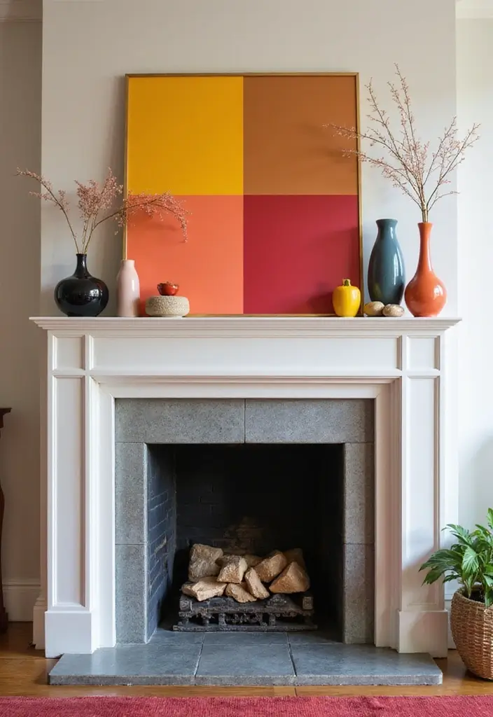 29 Mantel Decor Inspirations That Upgrade Your Space 26 29 Mantel Decor Inspirations That Upgrade Your Space - 26. Color Blocking