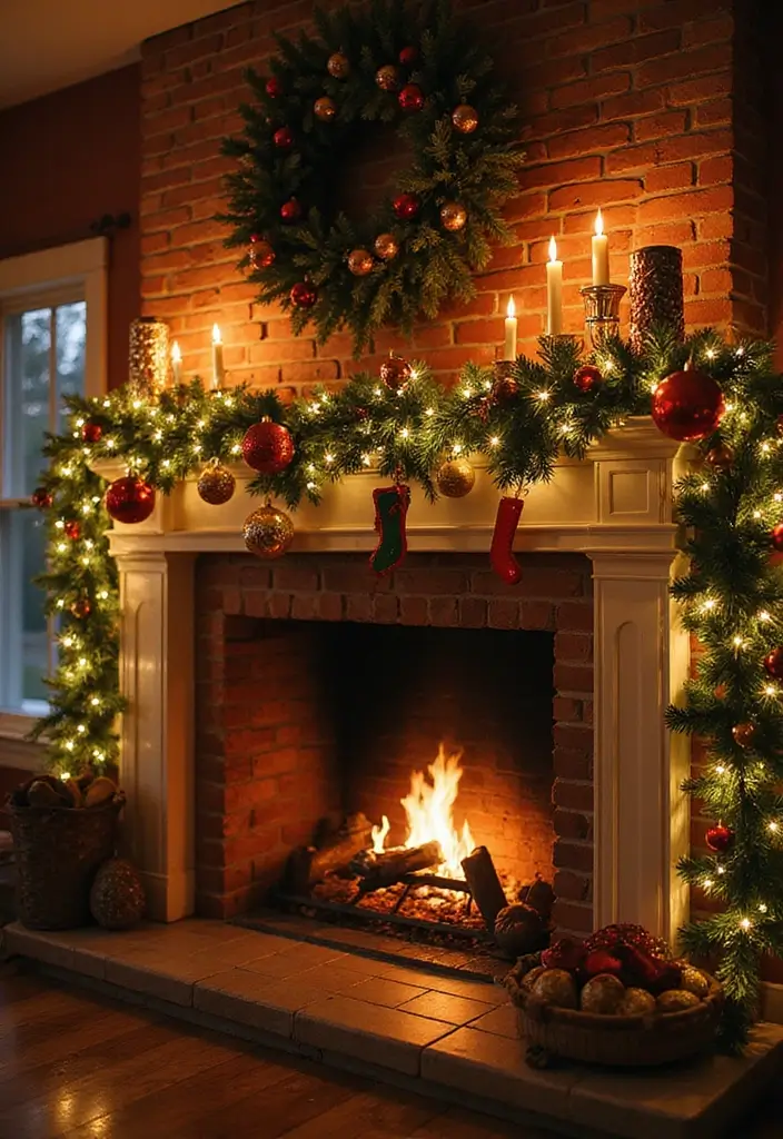 29 Mantel Decor Inspirations That Upgrade Your Space 5 29 Mantel Decor Inspirations That Upgrade Your Space - 5. Festive Holiday Touches