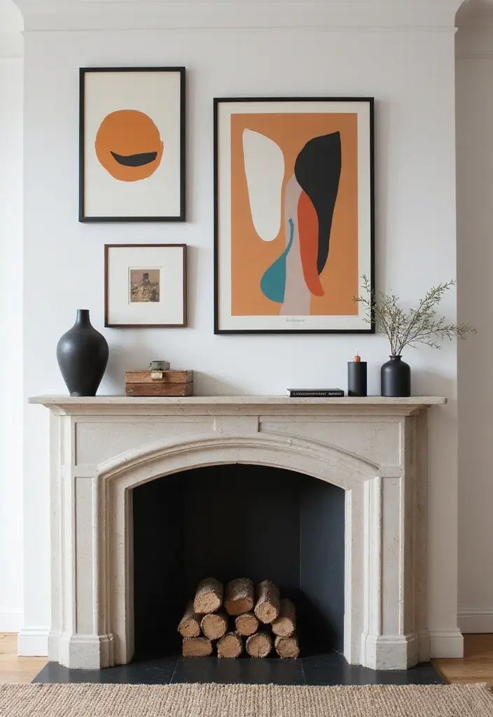 29 Mantel Decor Inspirations That Upgrade Your Space 6 29 Mantel Decor Inspirations That Upgrade Your Space - 6. Modern Abstract Art