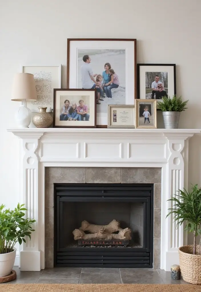 29 Mantel Decorating Ideas That Work for Every Season - 22. Personalized Family Space