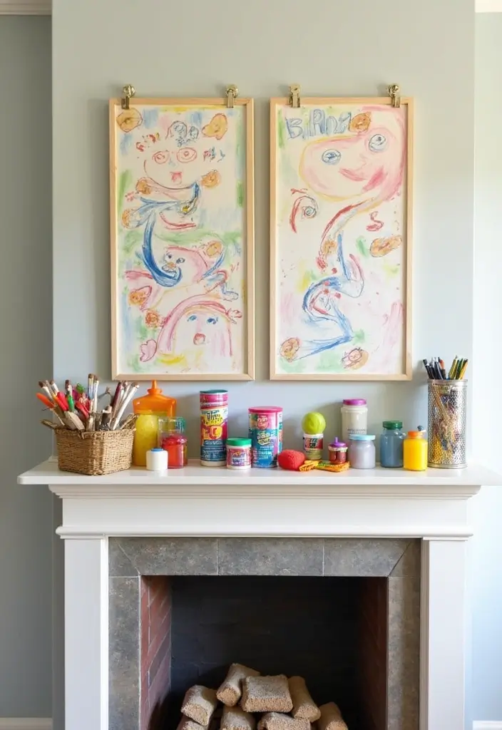 29 Mantel Decorating Ideas That Work for Every Season - 28. Interactive Kids' Craft Space