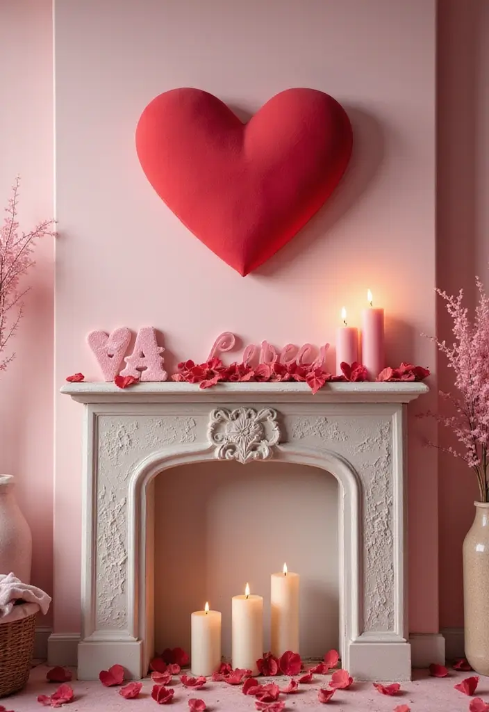 29 Mantel Decorating Ideas That Work for Every Season - 6. Valentine's Day Romance
