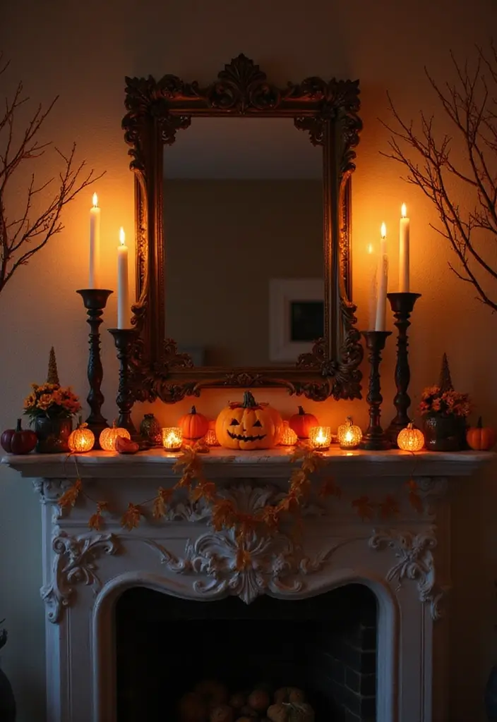 29 Mantel Decorating Ideas That Work for Every Season - 9. Halloween Spooktacular