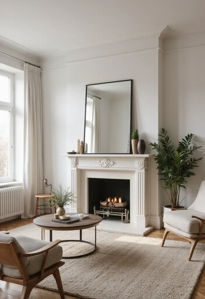 29 Small Living Room Ideas With Fireplace That Maximize Space - 10. Use Mirrors to Reflect Light