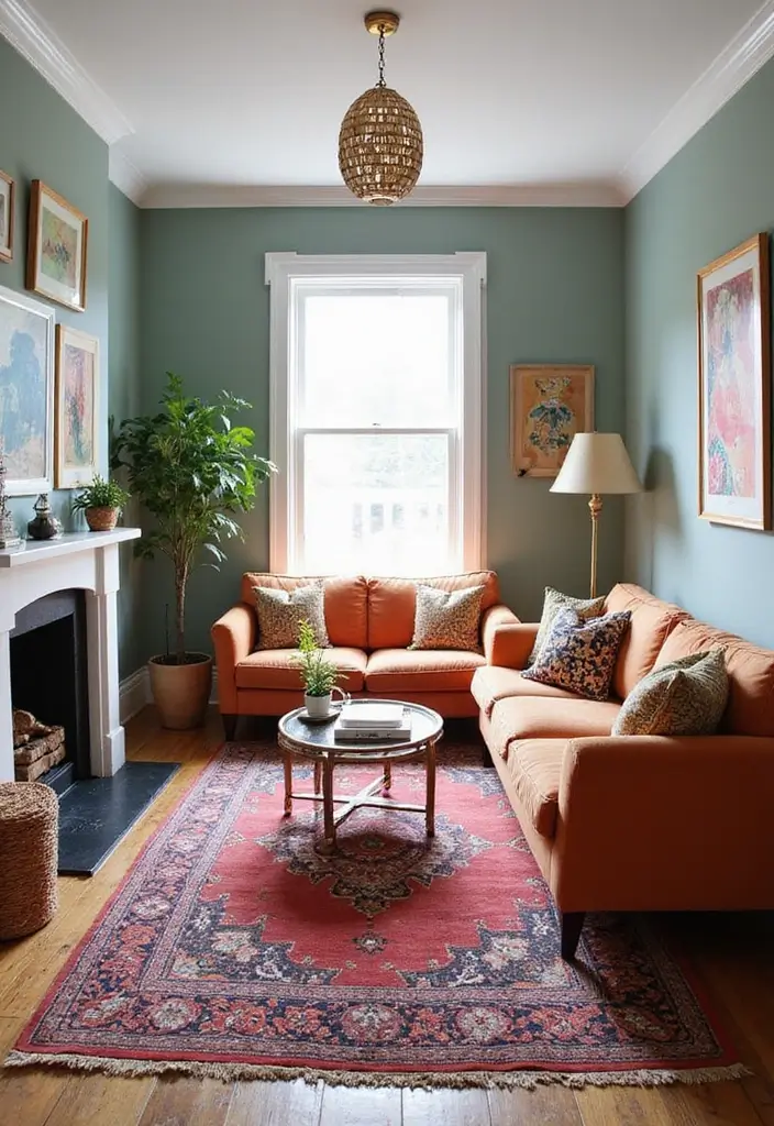 29 Small Living Room Ideas With Fireplace That Maximize Space - 12. Accent Rugs