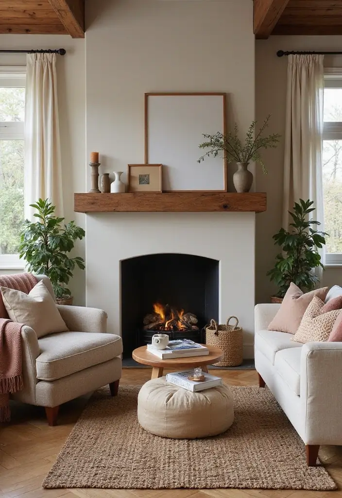 29 Small Living Room Ideas With Fireplace That Maximize Space - 25. Cozy Throws and Pillows