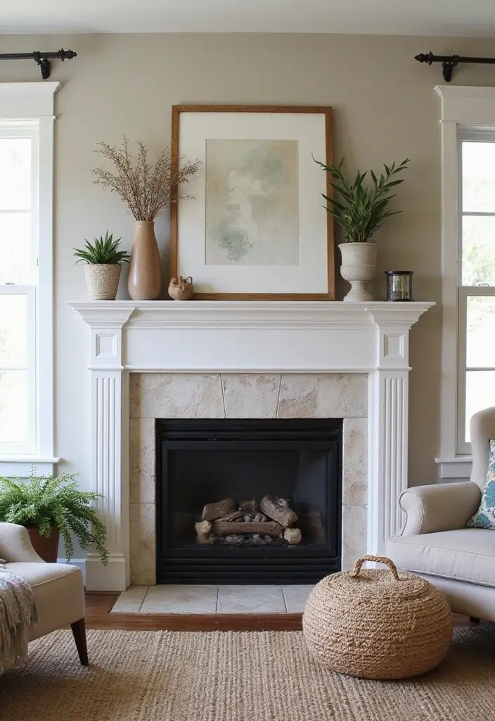 29 Small Living Room Ideas With Fireplace That Maximize Space - 29. Seasonal Decor Swaps