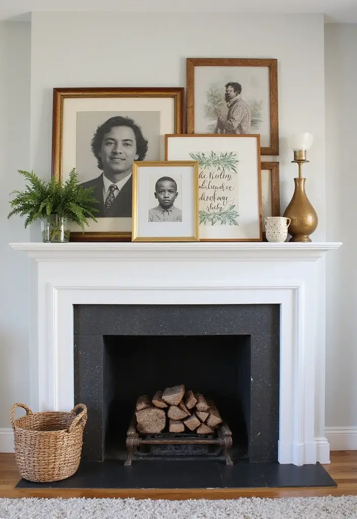 30 Above Fireplace Decor Ideas That Tie the Room Together 16 30 Above Fireplace Decor Ideas That Tie the Room Together - 16. Personalized Art Pieces