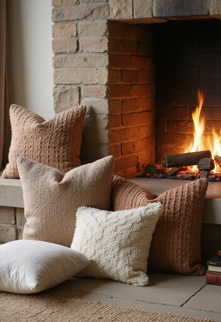 30 Above Fireplace Decor Ideas That Tie the Room Together 26 30 Above Fireplace Decor Ideas That Tie the Room Together - 26. Cozy Throw Pillows