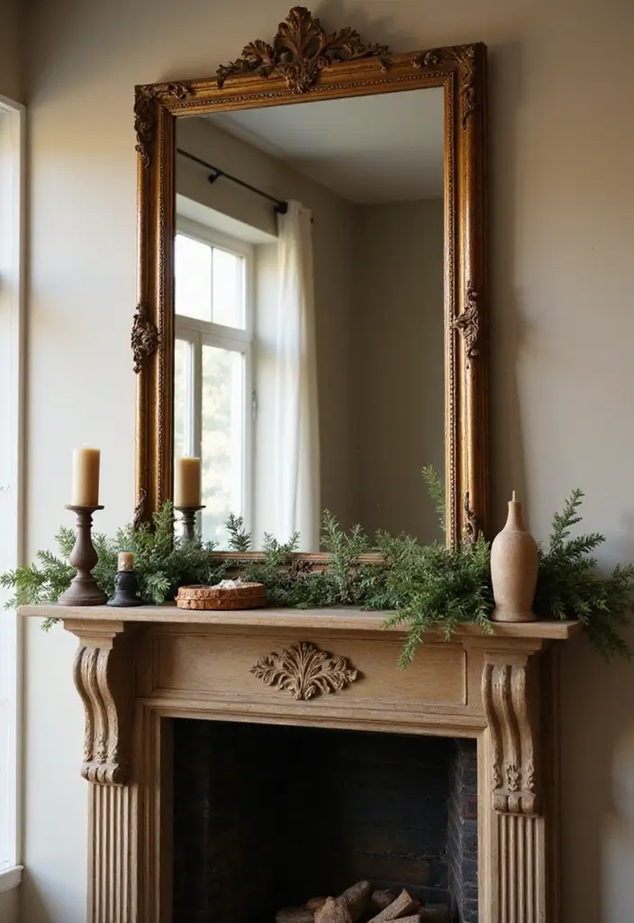 30 Above Fireplace Decor Ideas That Tie the Room Together 3 30 Above Fireplace Decor Ideas That Tie the Room Together - 3. Antique Mirrors