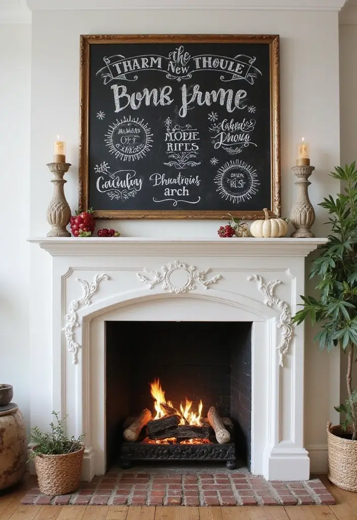 30 Above Fireplace Decor Ideas That Tie the Room Together 30 30 Above Fireplace Decor Ideas That Tie the Room Together - 30. Chalkboard Art