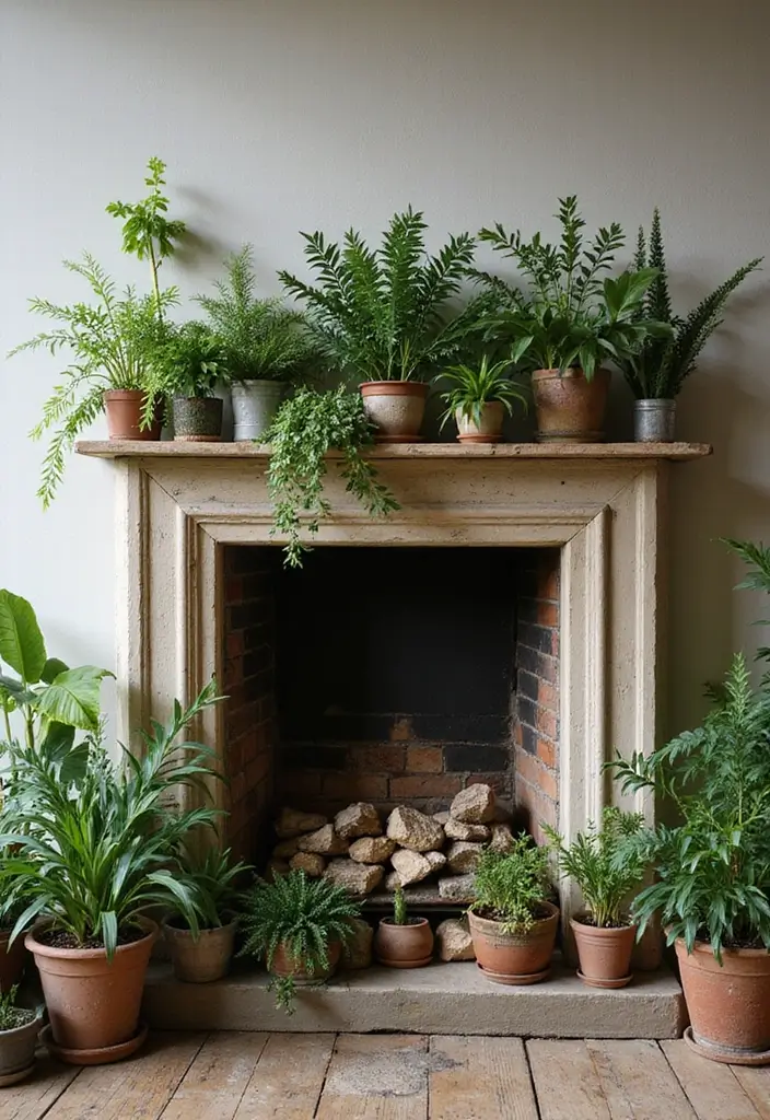 30 Above Fireplace Decor Ideas That Tie the Room Together 6 30 Above Fireplace Decor Ideas That Tie the Room Together - 6. Greenery and Natural Elements