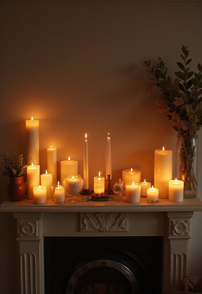 30 Above Fireplace Decor Ideas That Tie the Room Together 8 30 Above Fireplace Decor Ideas That Tie the Room Together - 8. Cozy Candle Arrangements