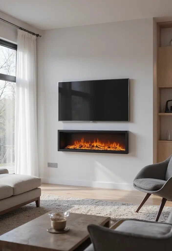30 Fake Fireplace Ideas That Still Feel Magical 1 30 Fake Fireplace Ideas That Still Feel Magical - 1. Minimalist Electric Fireplaces