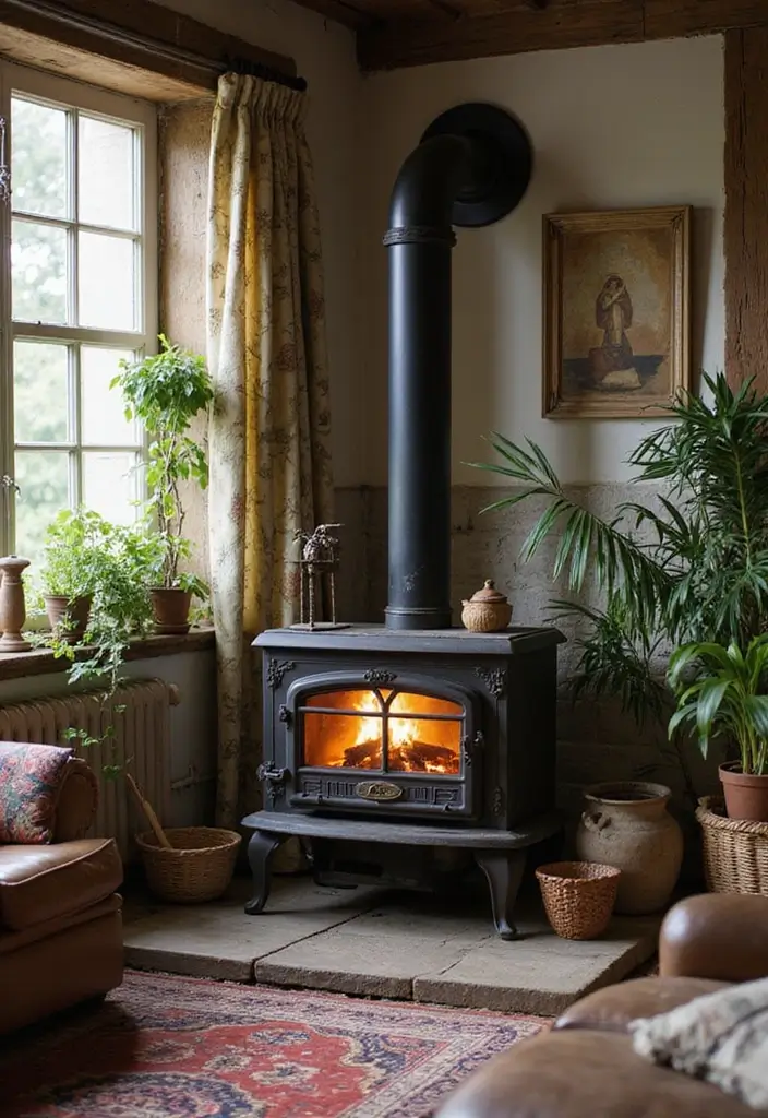 30 Fake Fireplace Ideas That Still Feel Magical 3 30 Fake Fireplace Ideas That Still Feel Magical - 3. Vintage Wood-Burning Stoves