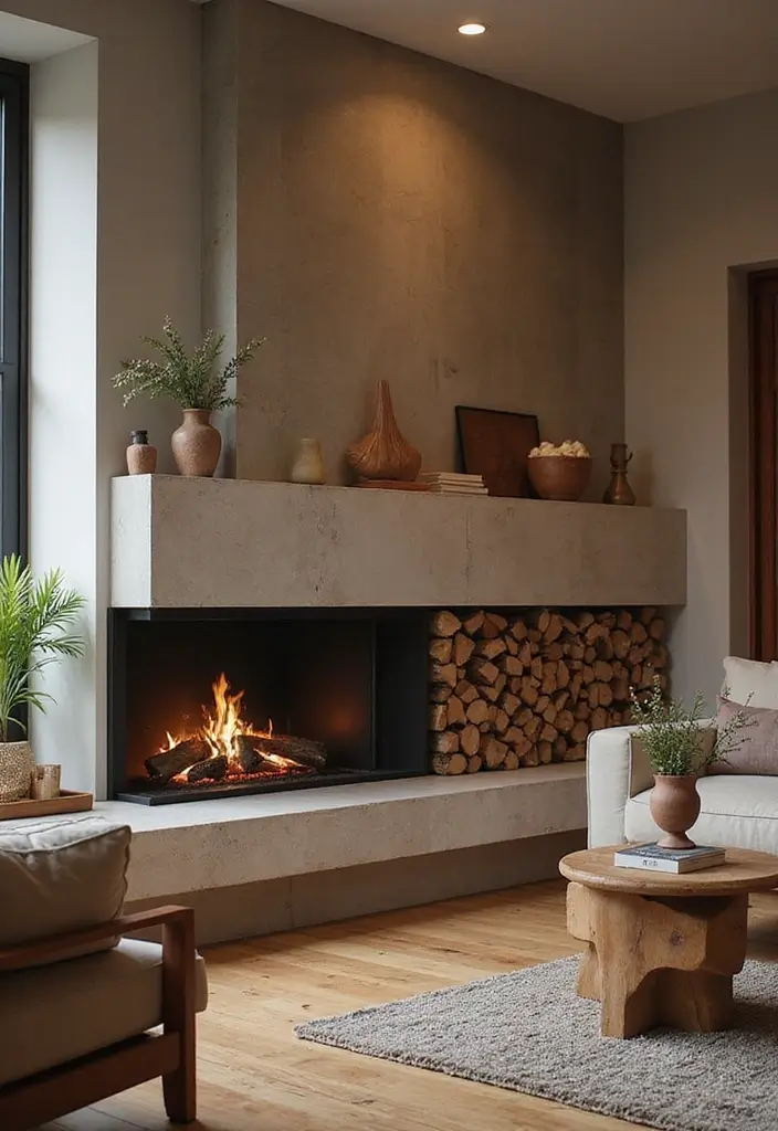 30 Fireplace Accent Wall Inspirations That Steal the Spotlight 15 30 Fireplace Accent Wall Inspirations That Steal the Spotlight - 15. Firewood Display