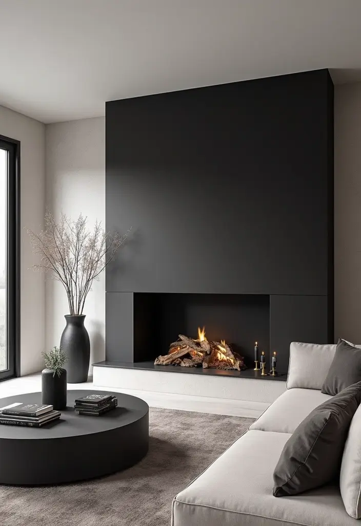 30 Fireplace Accent Wall Inspirations That Steal the Spotlight 19 30 Fireplace Accent Wall Inspirations That Steal the Spotlight - 19. Monochrome Elegance