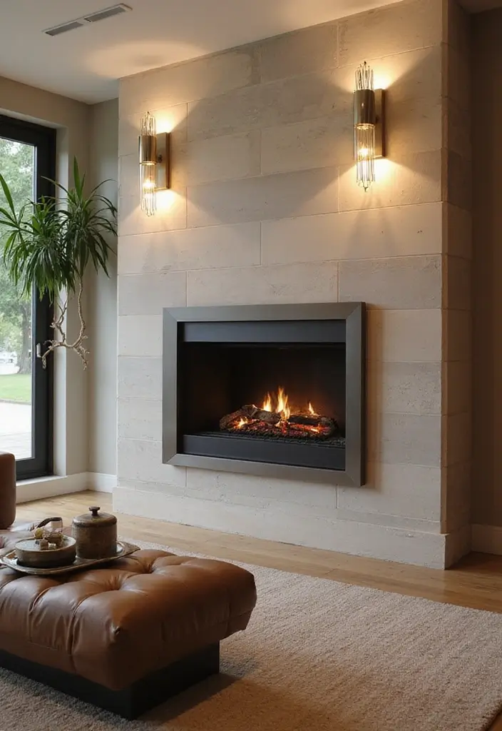 30 Fireplace Accent Wall Inspirations That Steal the Spotlight 25 30 Fireplace Accent Wall Inspirations That Steal the Spotlight - 25. Wall-mounted Lighting