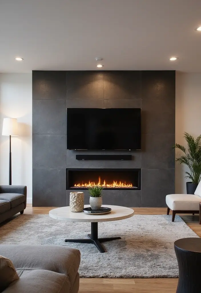 30 Fireplace Accent Wall Inspirations That Steal the Spotlight 30 30 Fireplace Accent Wall Inspirations That Steal the Spotlight - 30. Smart Technology Integration