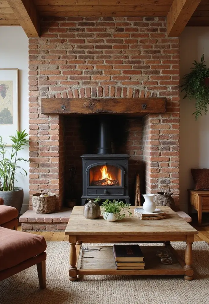 30 Fireplace Accent Wall Inspirations That Steal the Spotlight 5 30 Fireplace Accent Wall Inspirations That Steal the Spotlight - 5. Vintage Brick Charm