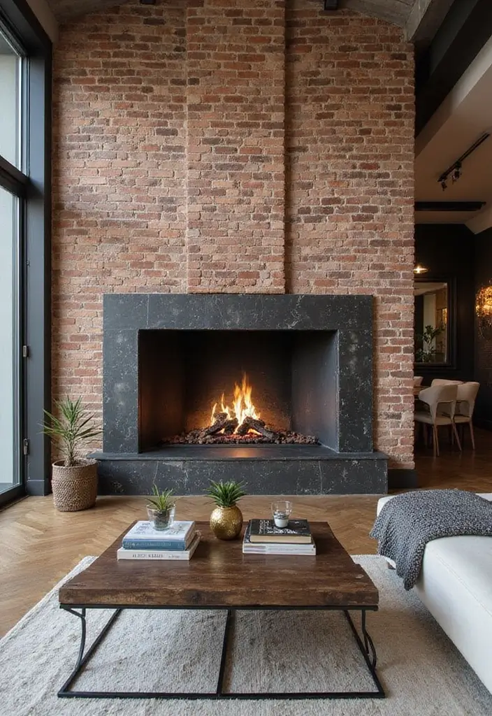 30 Fireplace Accent Wall Inspirations That Steal the Spotlight 9 30 Fireplace Accent Wall Inspirations That Steal the Spotlight - 9. Industrial Style