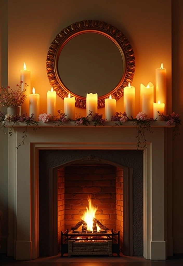30 Fireplace Mantle Decor With TV Above That Looks Balanced - 10. Balanced Candle Displays