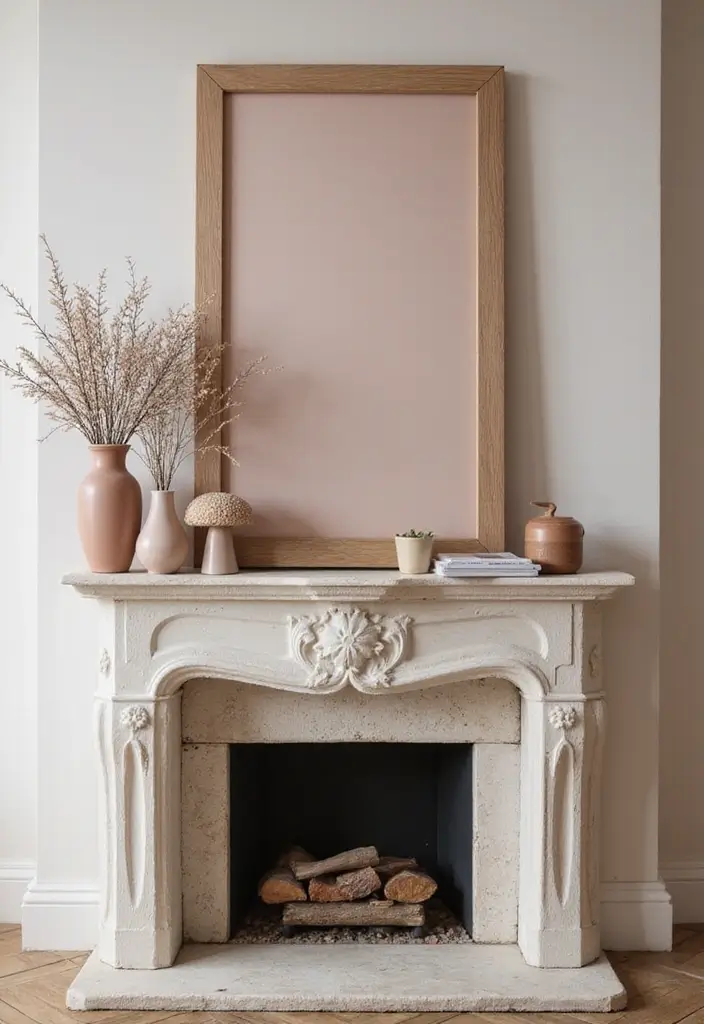 30 Fireplace Mantle Decor With TV Above That Looks Balanced - 13. Monochromatic Themes