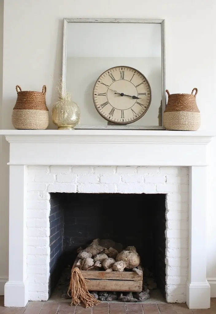 30 Fireplace Mantle Decor With TV Above That Looks Balanced - 17. Functional Decor