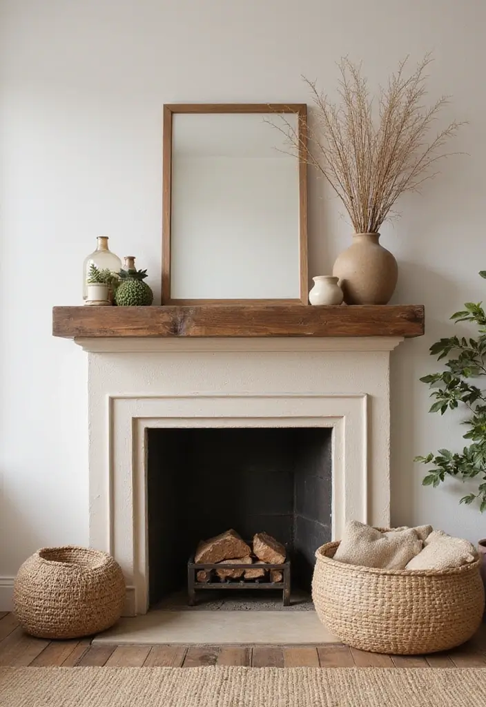 30 Fireplace Mantle Decor With TV Above That Looks Balanced - 18. Earthy Color Palette