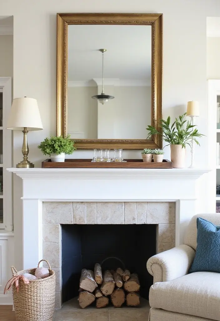 30 Fireplace Mantle Decor With TV Above That Looks Balanced - 22. Decorative Trays