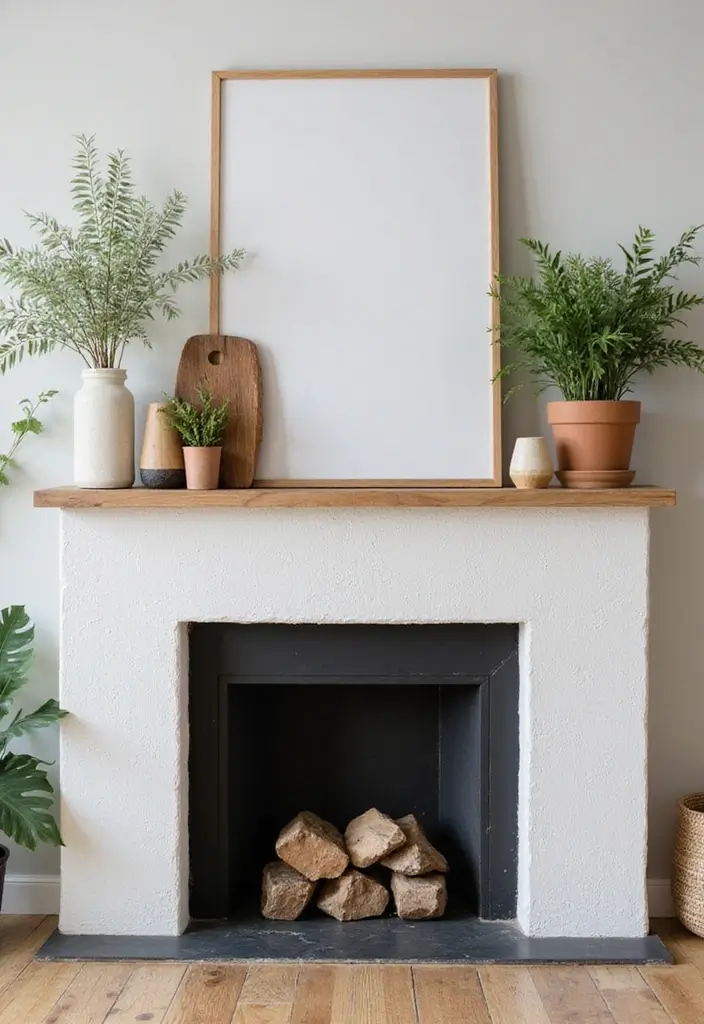 30 Fireplace Mantle Decor With TV Above That Looks Balanced - 3. Natural Elements