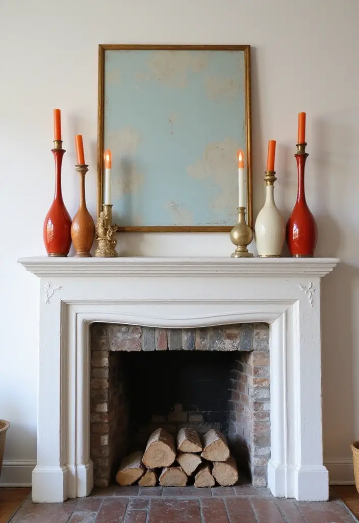 30 Fireplace Mantle Decor With TV Above That Looks Balanced - 4. Play with Heights