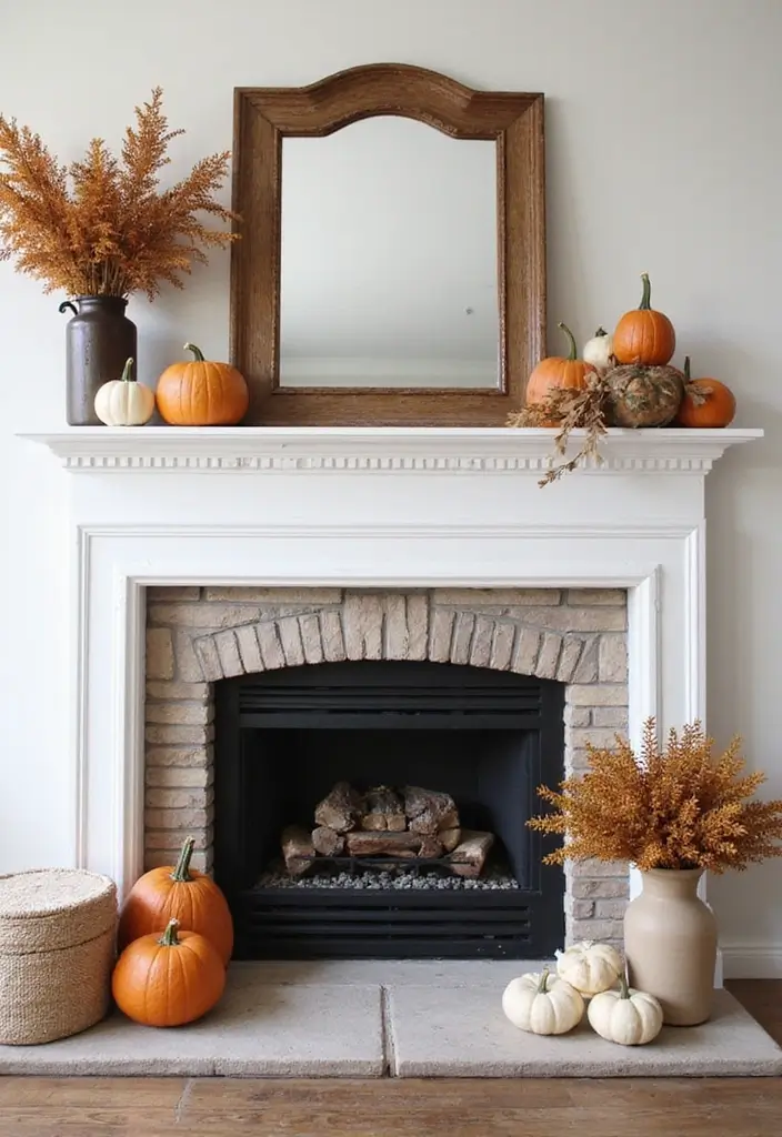 30 Fireplace Mantle Decor With TV Above That Looks Balanced - 5. Seasonal Swaps