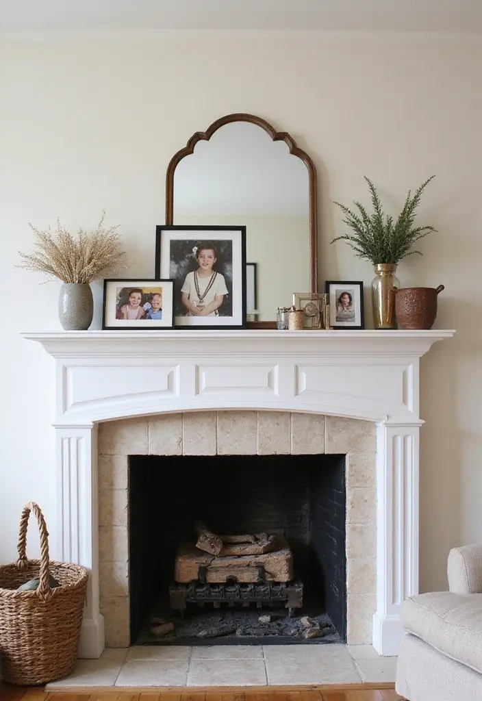 30 Fireplace Mantle Decor With TV Above That Looks Balanced - 6. Personal Touches