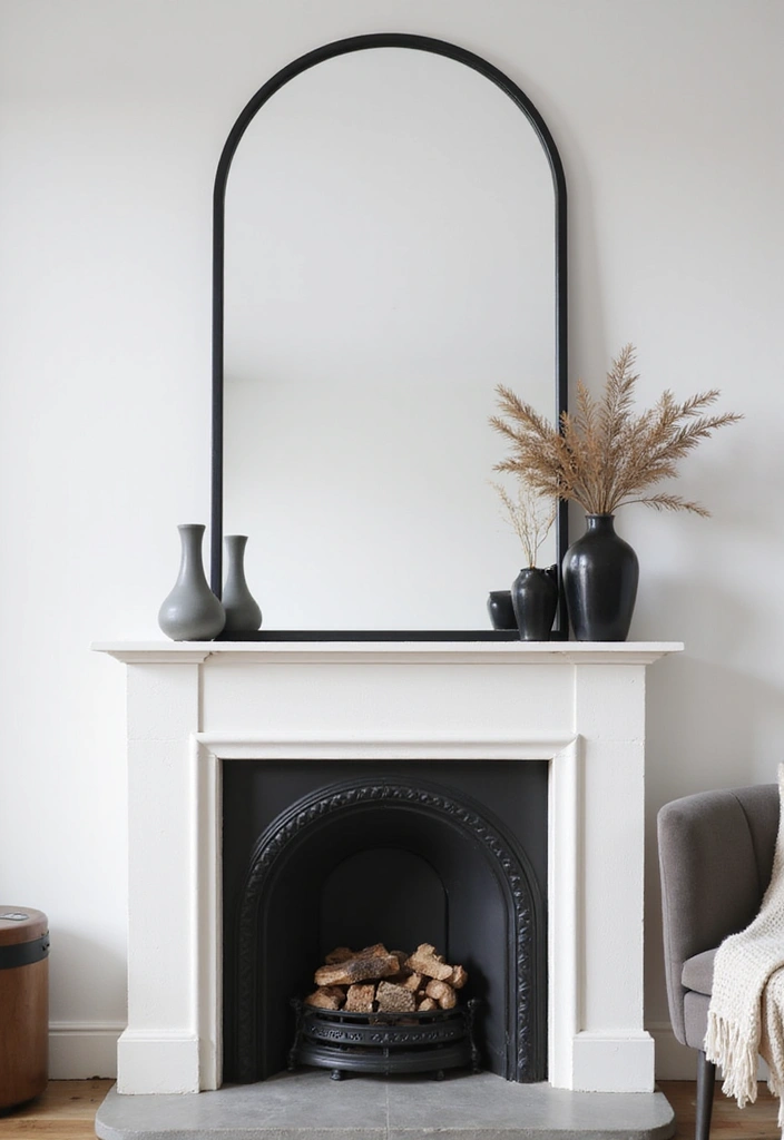 30 Fireplace Mirror Ideas That Add Depth and Elegance 21 30 Fireplace Mirror Ideas That Add Depth and Elegance - 21. Minimalist Black Frame
