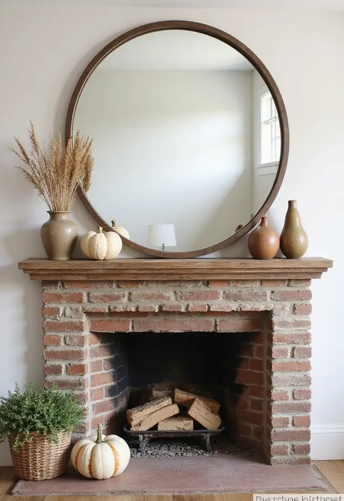 30 Fireplace Mirror Ideas That Add Depth and Elegance 5 30 Fireplace Mirror Ideas That Add Depth and Elegance - 5. Oversized Round Mirror
