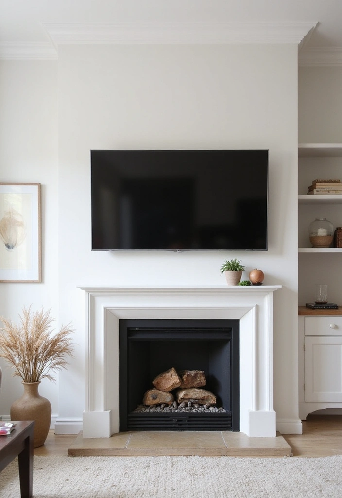 30 Fireplaces With TV Above That Actually Work in Any Room - 1. Sleek White Built-in