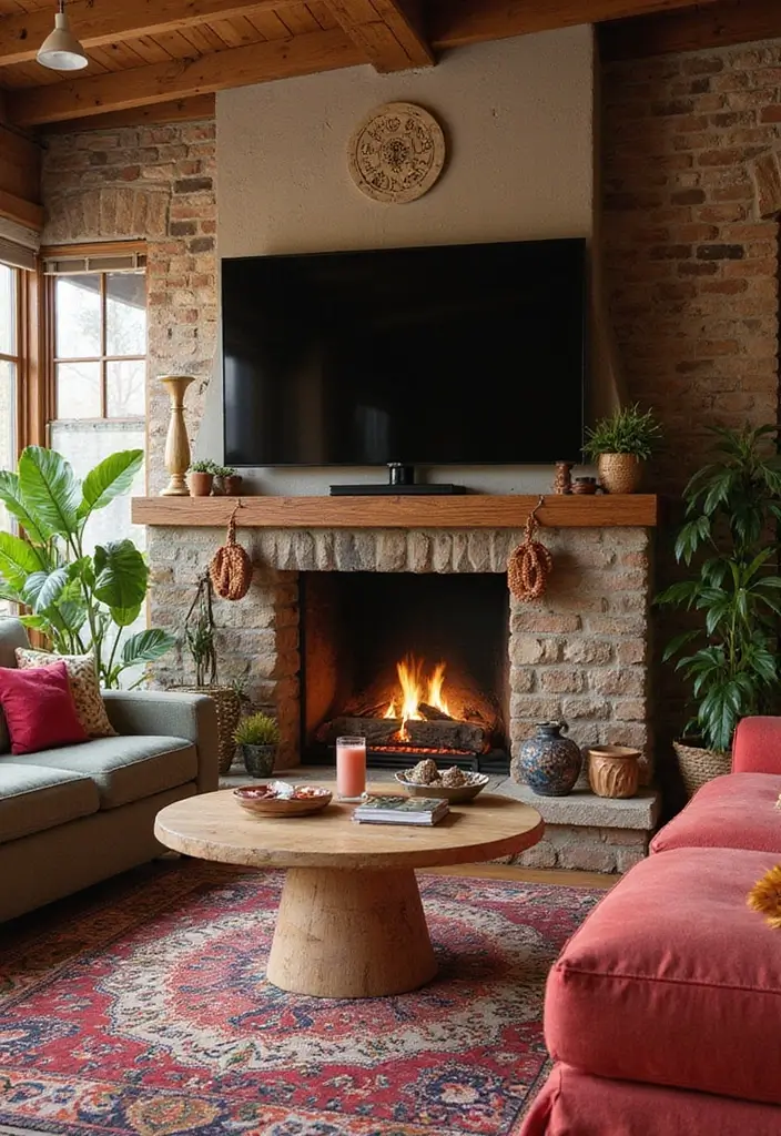 30 Fireplaces With TV Above That Actually Work in Any Room - 13. Bohemian Touches