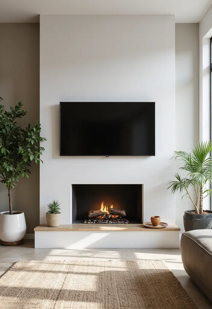 30 Fireplaces With TV Above That Actually Work in Any Room - 14. Zen-inspired Spaces