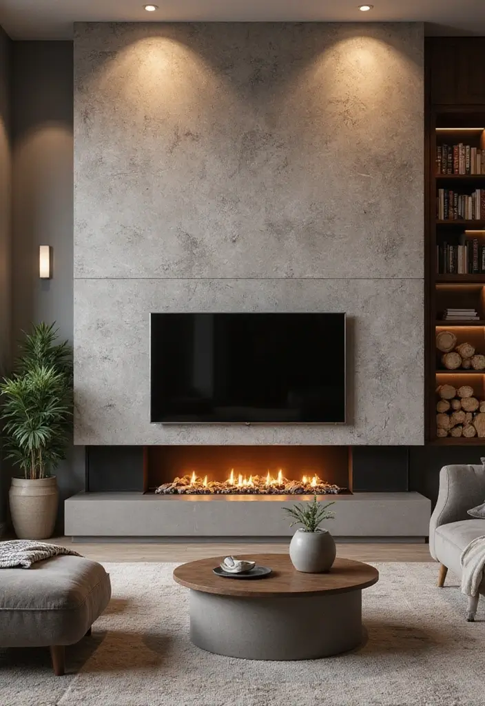 30 Fireplaces With TV Above That Actually Work in Any Room - 16. Textured Wall Treatments