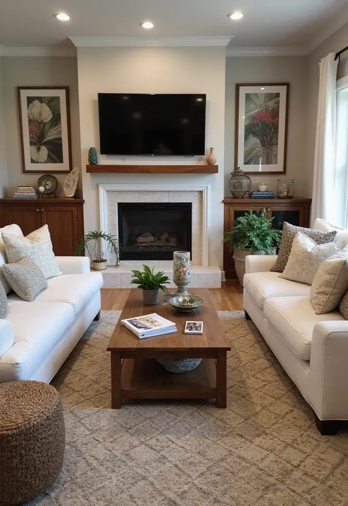 30 Fireplaces With TV Above That Actually Work in Any Room - 21. Functional Seating Arrangements