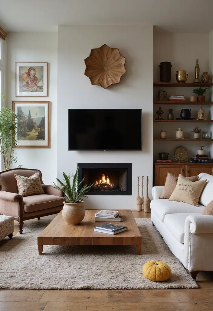 30 Fireplaces With TV Above That Actually Work in Any Room - 26. Cultural Inspirations