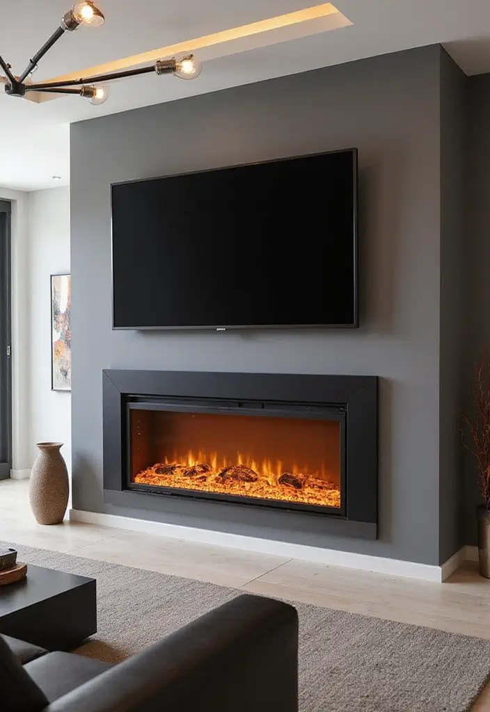 30 Fireplaces With TV Above That Actually Work in Any Room - 5. Contemporary Electric Fireplaces